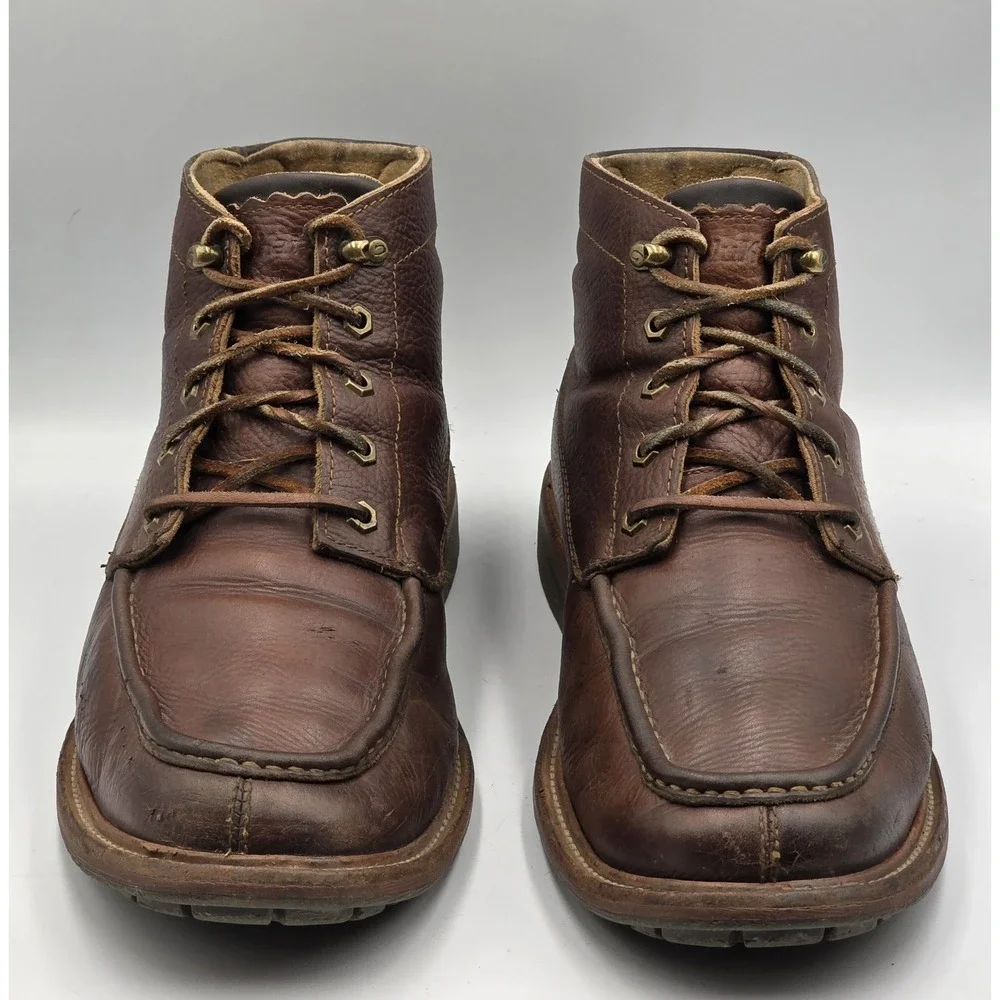 OluKai Kohala Boots Mens 11 Brown Leather Moc Toe Lace Up Casual Comfort Shoes